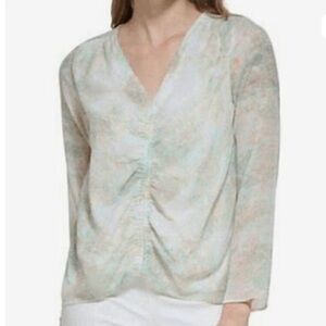 Calvin Klein Women's Ruched V-Neck
Top Blouse Size Extra Small